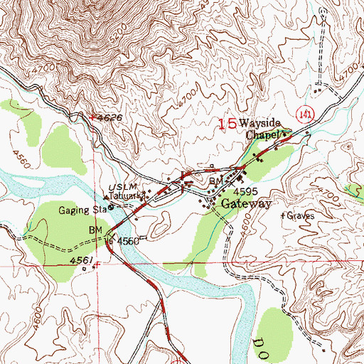 Topographic Map of Gateway, CO
