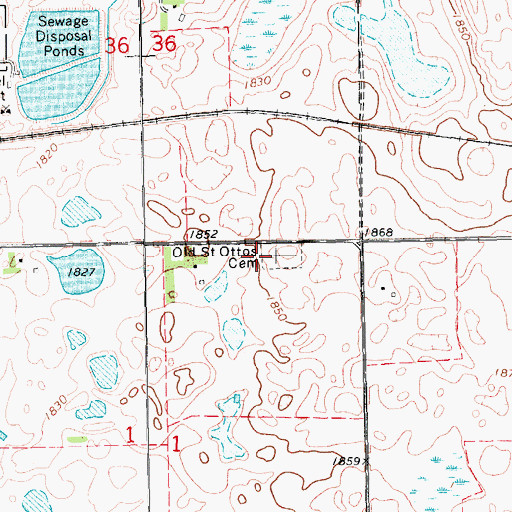Topographic Map of Zoar Lutheran Rusk Cemetery, SD