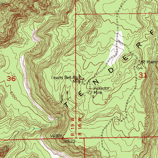 Topographic Map of Liberty Bell Number 2 Mine, CO