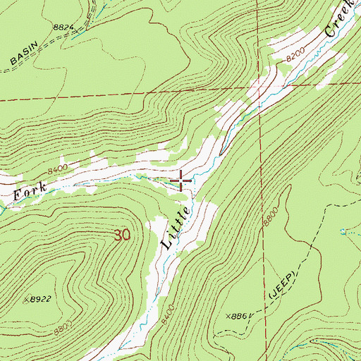Topographic Map of Corral Fork Little Creek, CO