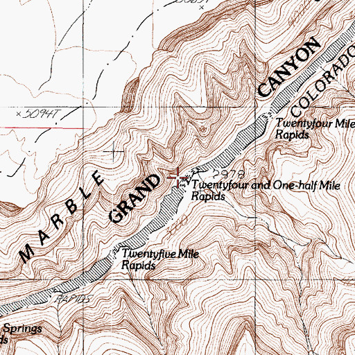Topographic Map of Twentyfour and One-half Mile Rapids, AZ