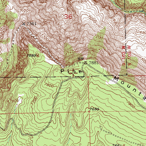 Topographic Map of Pine Mountain, CO