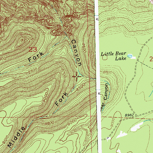 Topographic Map of Middle Fork Bear Canyon, CO