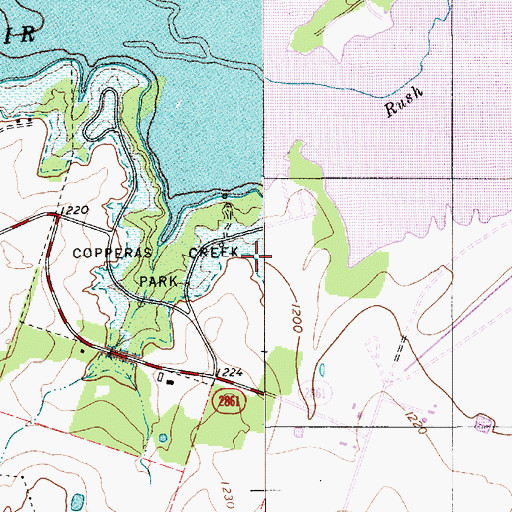 Topographic Map of Proctor Dam, TX