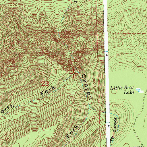 Topographic Map of North Fork Bear Canyon, CO