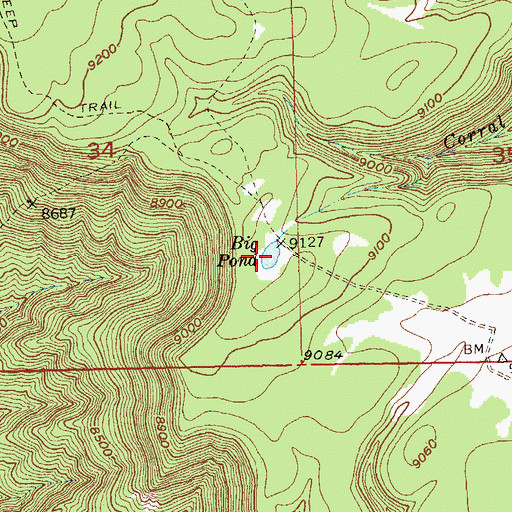 Topographic Map of Big Pond, CO