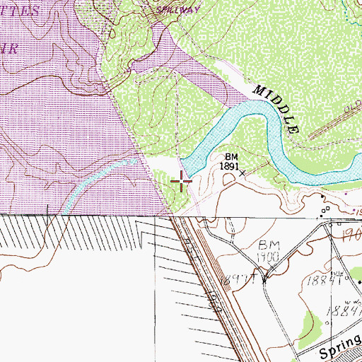 Topographic Map of Twin Buttes Dam, TX