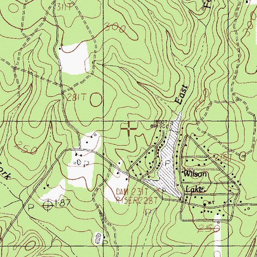 Topographic Map of Wilson Lake Dam, TX