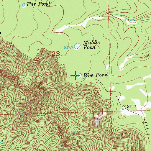 Topographic Map of Rim Pond, CO