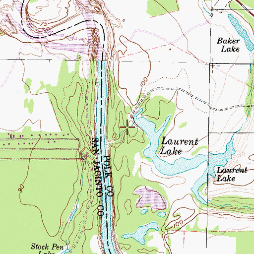 Topographic Map of Laurent Lake, TX