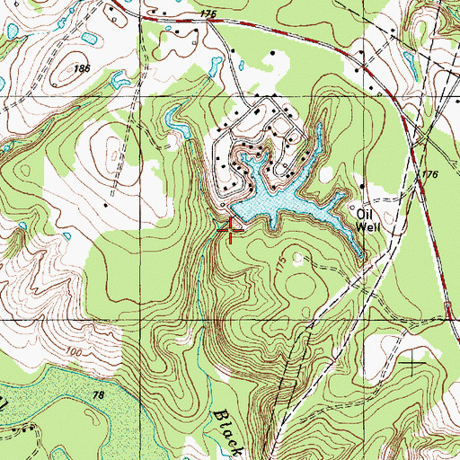Topographic Map of Sleepy Hollow Lake Dam, TX