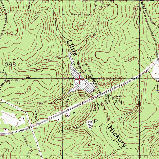Topographic Map of Hickory Springs Lake, TX