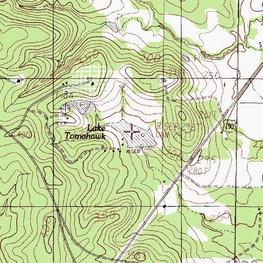 Topographic Map of Tomahawk Lake Number 1, TX