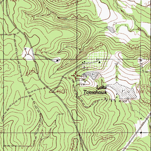 Topographic Map of Lake Tomahawk Number 2 Dam, TX