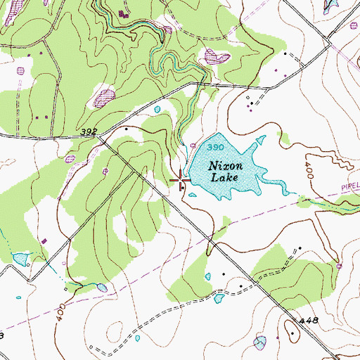 Topographic Map of Nixon Lake Dam, TX