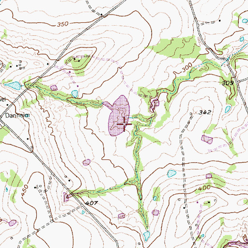 Topographic Map of Johnson Lake Dam, TX
