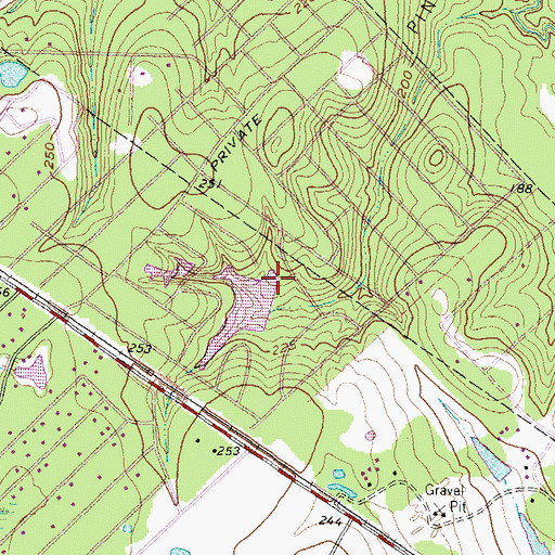 Topographic Map of Lake Hollow Dam, TX