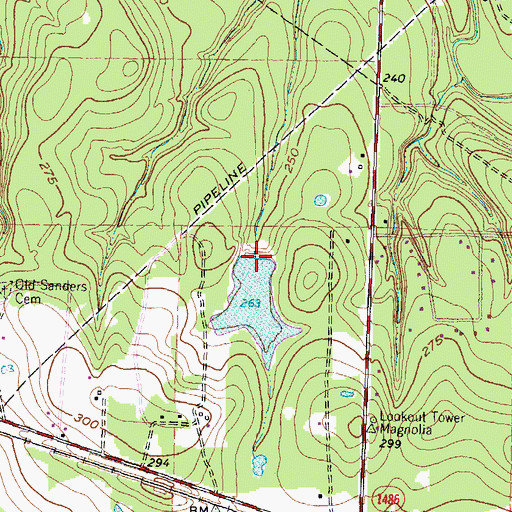 Topographic Map of Kachel Lake Dam, TX