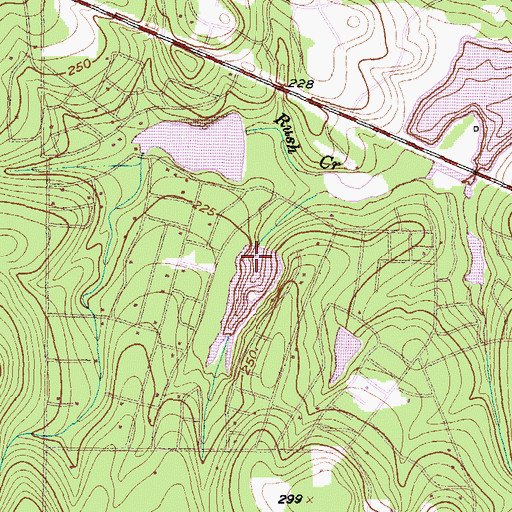 Topographic Map of Rushing Springs Lake Dam, TX