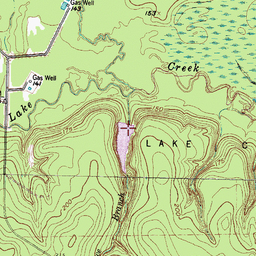 Topographic Map of Stone Branch Lake Dam, TX