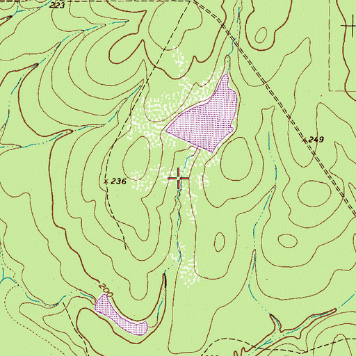 Topographic Map of Mitchell Lake Dam, TX