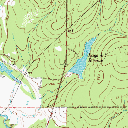 Topographic Map of Lago Del Bosque-Lower Lake Dam, TX