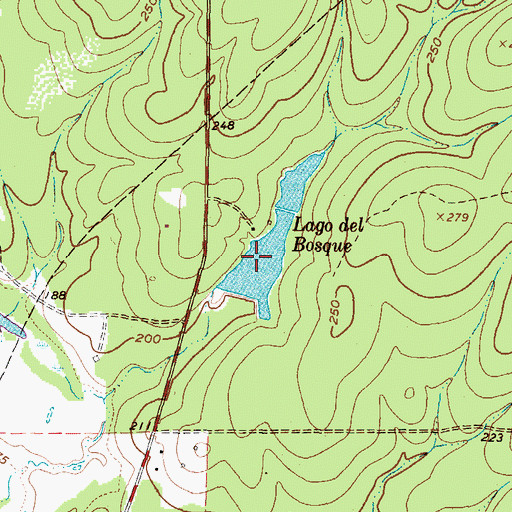Topographic Map of Lago Del Bosque-Lower Lake, TX