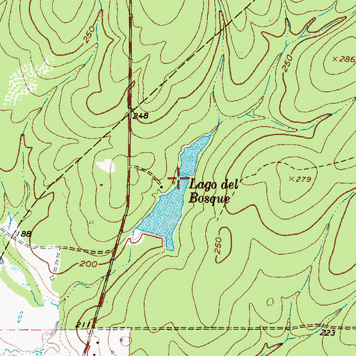 Topographic Map of Lago Del Bosque-Upper Lake Dam, TX