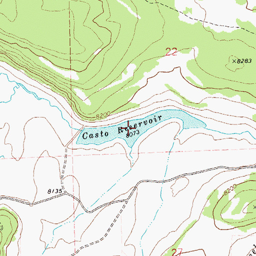 Topographic Map of Casto Reservoir, CO