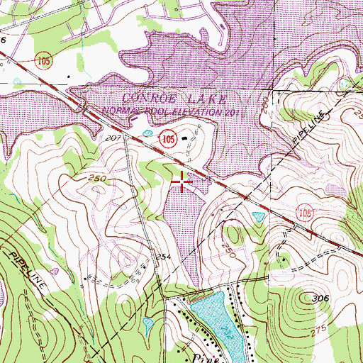 Topographic Map of Lake Lorraine Dam, TX
