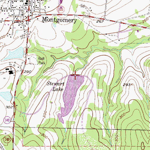 Topographic Map of Stewart Lake Dam, TX