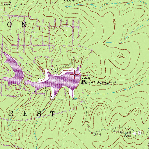 Topographic Map of Mount Pleasant Lake Dam, TX