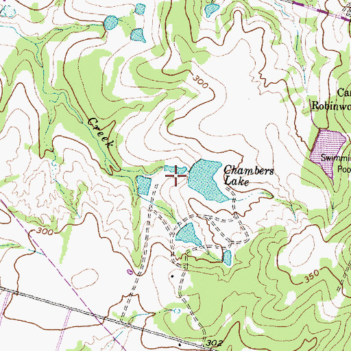 Topographic Map of Chambers Lake Dam, TX