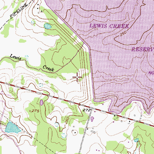 Topographic Map of Lewis Creek Dam, TX