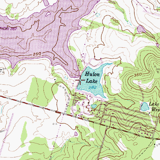 Topographic Map of Hulon Lake Dam, TX