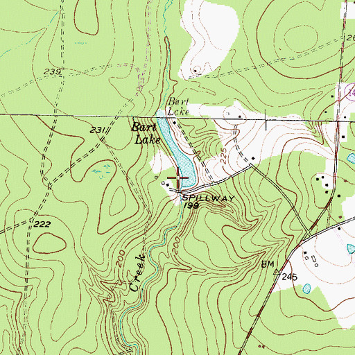 Topographic Map of Bart Lake Dam, TX
