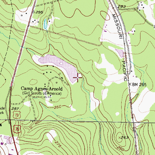 Topographic Map of Shadow Lake Dam, TX