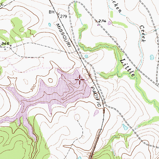 Topographic Map of Dunwoody Lake Dam, TX