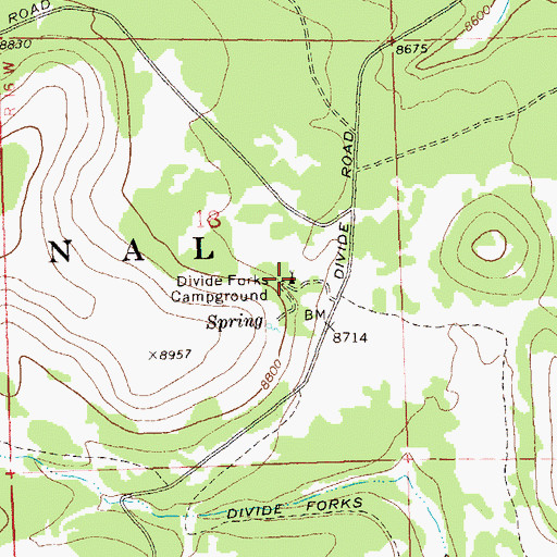 Topographic Map of Divide Forks Campground, CO