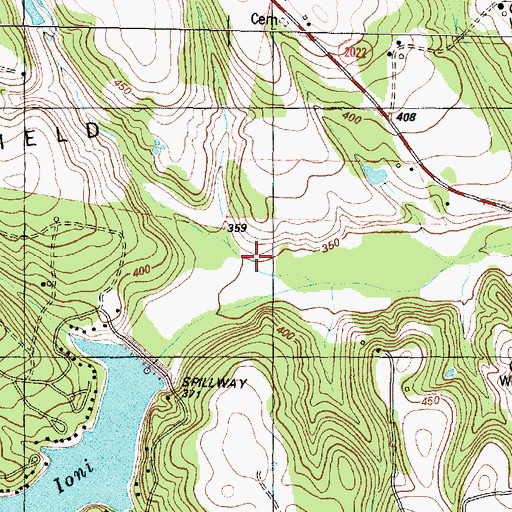 Topographic Map of Ioni Lake Dam, TX