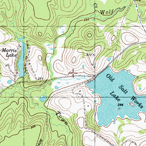 Topographic Map of Duggeys Lake Dam, TX