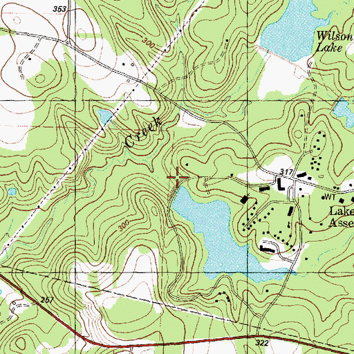 Topographic Map of Lakeview Methodist Lake Dam, TX