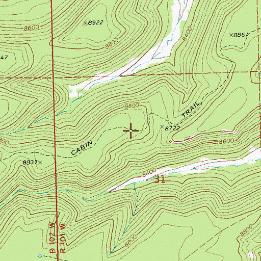 Topographic Map of Cabin Trail, CO