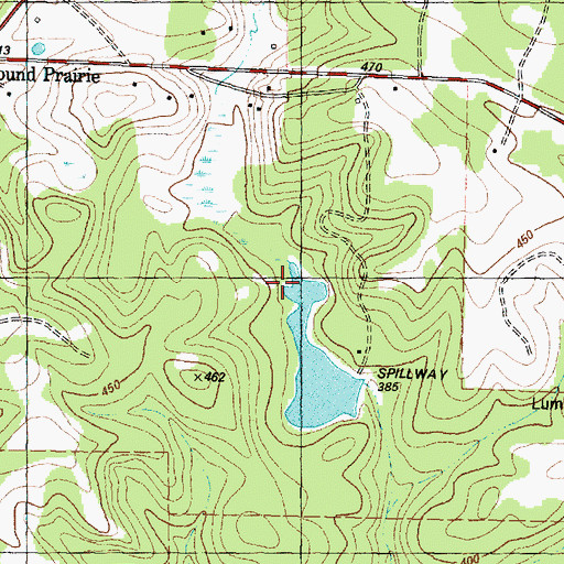 Topographic Map of McDonald Lake Dam, TX
