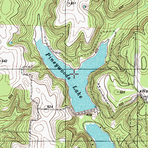 Topographic Map of Pineywoods Lake, TX