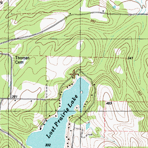 Topographic Map of Lost Prairie Lake Dam, TX