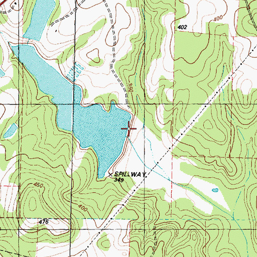 Topographic Map of Lake Dogwood Dam, TX
