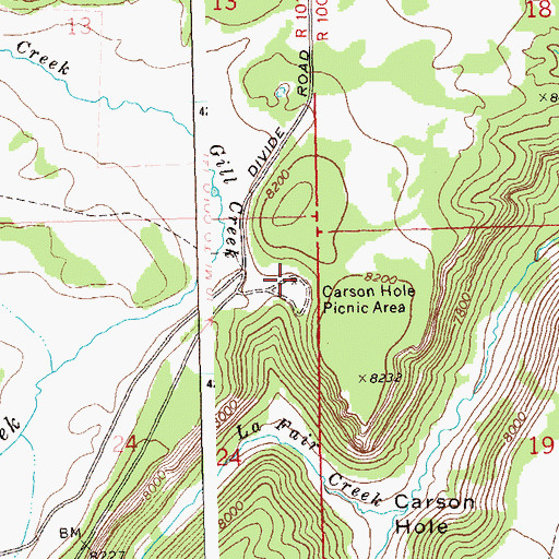 Topographic Map of Carson Hole Picnic Area, CO