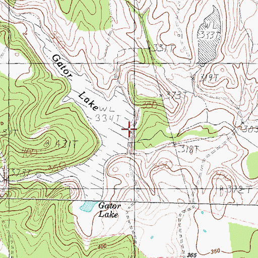 Topographic Map of Gator Lake Dam, TX