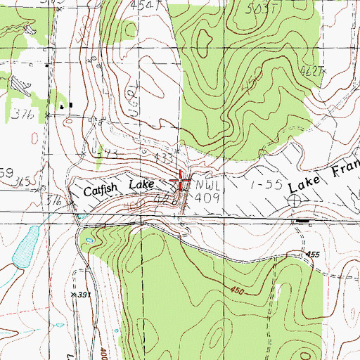 Topographic Map of Lake Francis Dam, TX